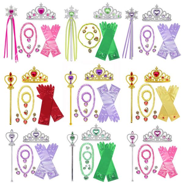 XYYEA Elsa crown gloves necklace princess accessories