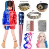 XYYEA Suicide Squad Quinn Back Strap Print Harli Quinn Cosplay Anime Costumes for Girls