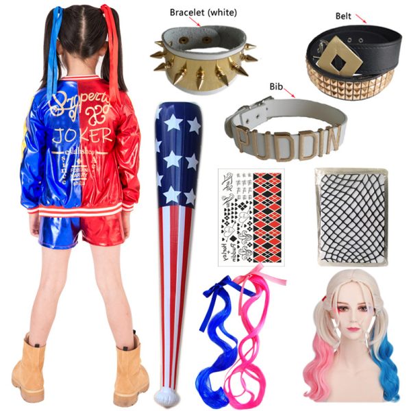 XYYEA Suicide Squad Quinn Back Strap Print Harli Quinn Cosplay Anime Costumes for Girls
