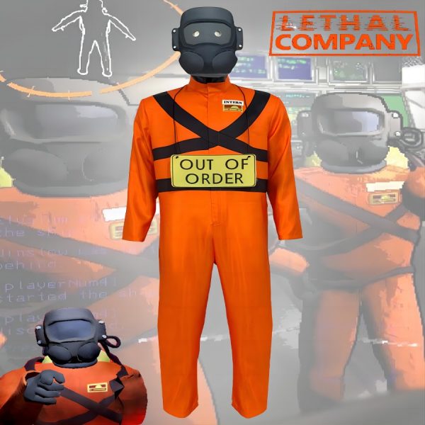 主图01(1) XYYEA Halloween Lethal Company Costume Lethal Employee Jumpsuit with Mask Outfit
