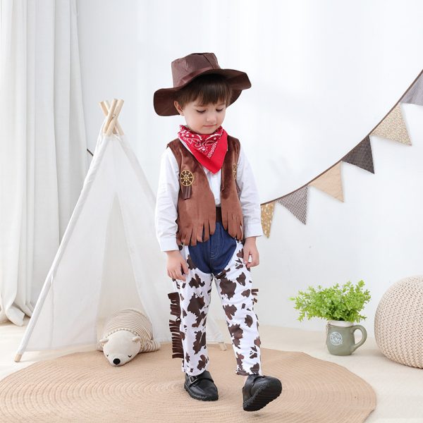 主图02 XYYEA Kid Boys Cowboy Costume Children Western Cowboy Purim Cosplay Party Stage