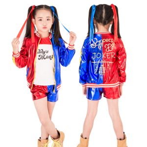XYYEA Suicide Squad Quinn Back Strap Print Harli Quinn Cosplay Anime Costumes for Girls