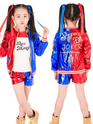 XYYEA Suicide Squad Quinn Back Strap Print Harli Quinn Cosplay Anime Costumes for Girls