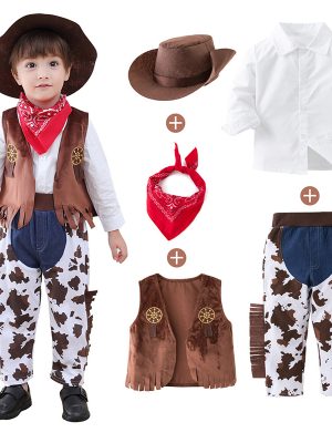 XYYEA Kid Boys Cowboy Costume Children Western Cowboy Purim Cosplay Party Stage