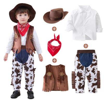 XYYEA Kid Boys Cowboy Costume Children Western Cowboy Purim Cosplay Party Stage