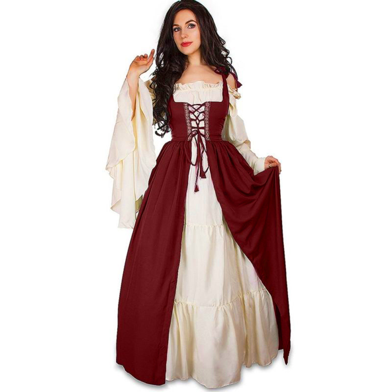 XYYEA Women's Medieval Renaissance Court Dress Vintage Waistline Halloween Game Costume