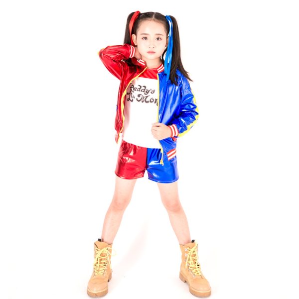 XYYEA Suicide Squad Quinn Back Strap Print Harli Quinn Cosplay Anime Costumes for Girls