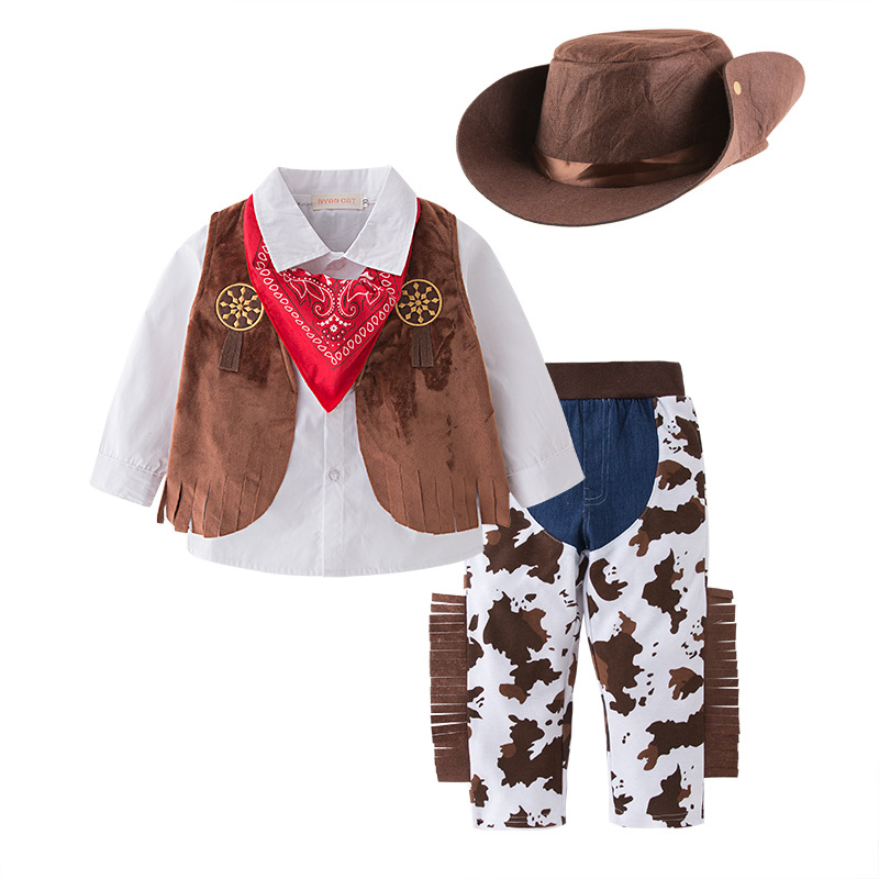 XYYEA Kid Boys Cowboy Costume Children Western Cowboy Purim Cosplay Party Stage