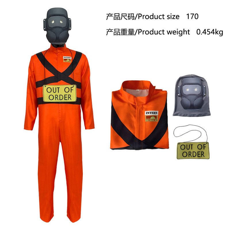 XYYEA Halloween Lethal Company Costume Lethal Employee Jumpsuit with Mask Outfit