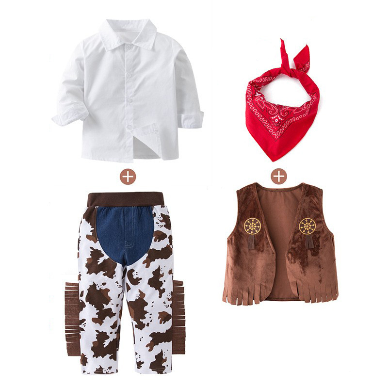 XYYEA Kid Boys Cowboy Costume Children Western Cowboy Purim Cosplay Party Stage