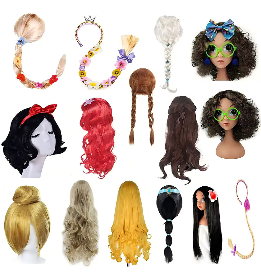 分类4 Carnival Halloween Birthday Party Cosplay Wig Elsa Anna Moana Rapunzel Hair Cosplay