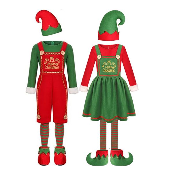 1 XYYEA Children's Elf Dress Deluxe Adults Christmas Party Costume Shake Fleece
