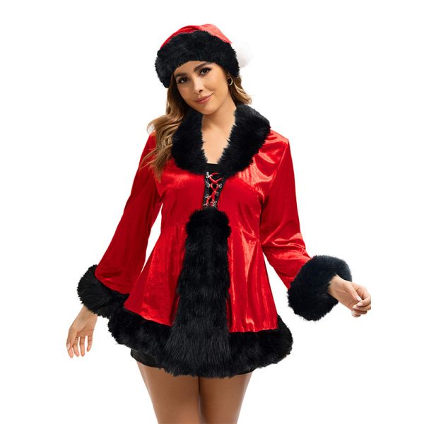 4 XYYEA Woman New Christmas Dress with Hat Christmas Stage Performance Costume