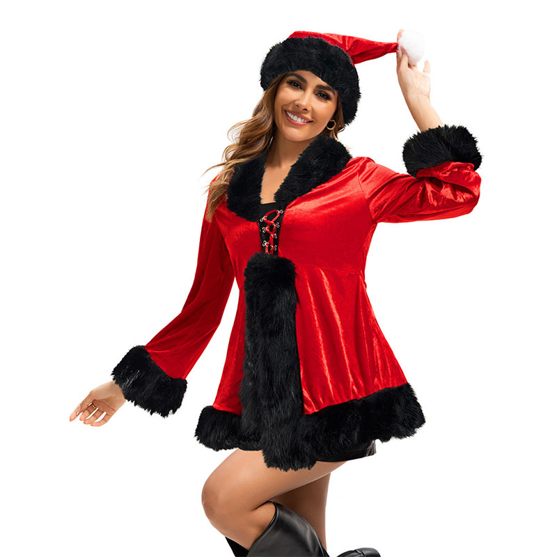 XYYEA Woman New Christmas Dress with Hat Christmas Stage Performance Costume