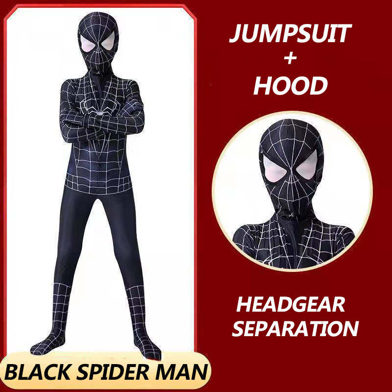 XYYEA TV Movie Costumes Black Spider man Adult and Children Jumpsuit Costumes