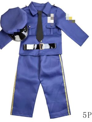 XYYEA Popular 5 Pieces Child Sheriff Costume Cop Officer Costume for Kids Career Day Outfits
