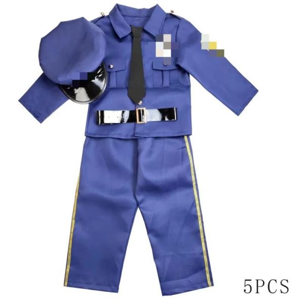 Main-01 XYYEA Popular 5 Pieces Child Sheriff Costume Cop Officer Costume for Kids Career Day Outfits