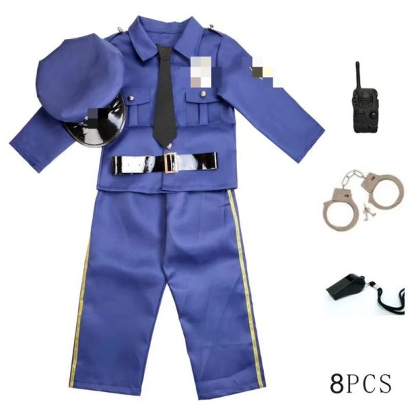 Main-03 XYYEA Popular 5 Pieces Child Sheriff Costume Cop Officer Costume for Kids Career Day Outfits