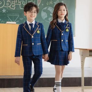 XYYEA British Style Primary School Uniforms Class Uniform Plaid Kindergarten Uniforms