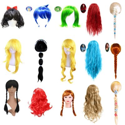 主图-01 Carnival Halloween Birthday Party Cosplay Wig Elsa Anna Moana Rapunzel Hair Cosplay