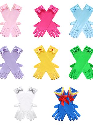Hot Sale Girl Princess Accessories Snow White Princess Satin Gloves for Girl party Costume