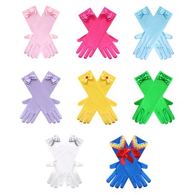Hot Sale Girl Princess Accessories Snow White Princess Satin Gloves for Girl party Costume