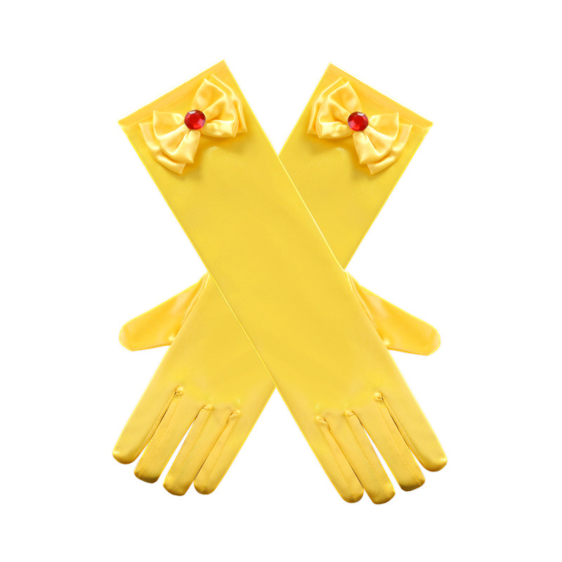 Hot Sale Girl Princess Accessories Snow White Princess Satin Gloves for Girl party Costume