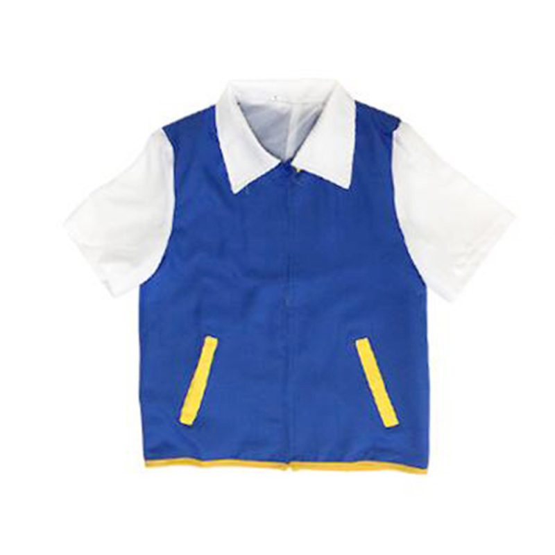 XYYEA Pokem-on Cosplay Anime Ash Ketchum Blue Jacket Costume Men's Trainer Set