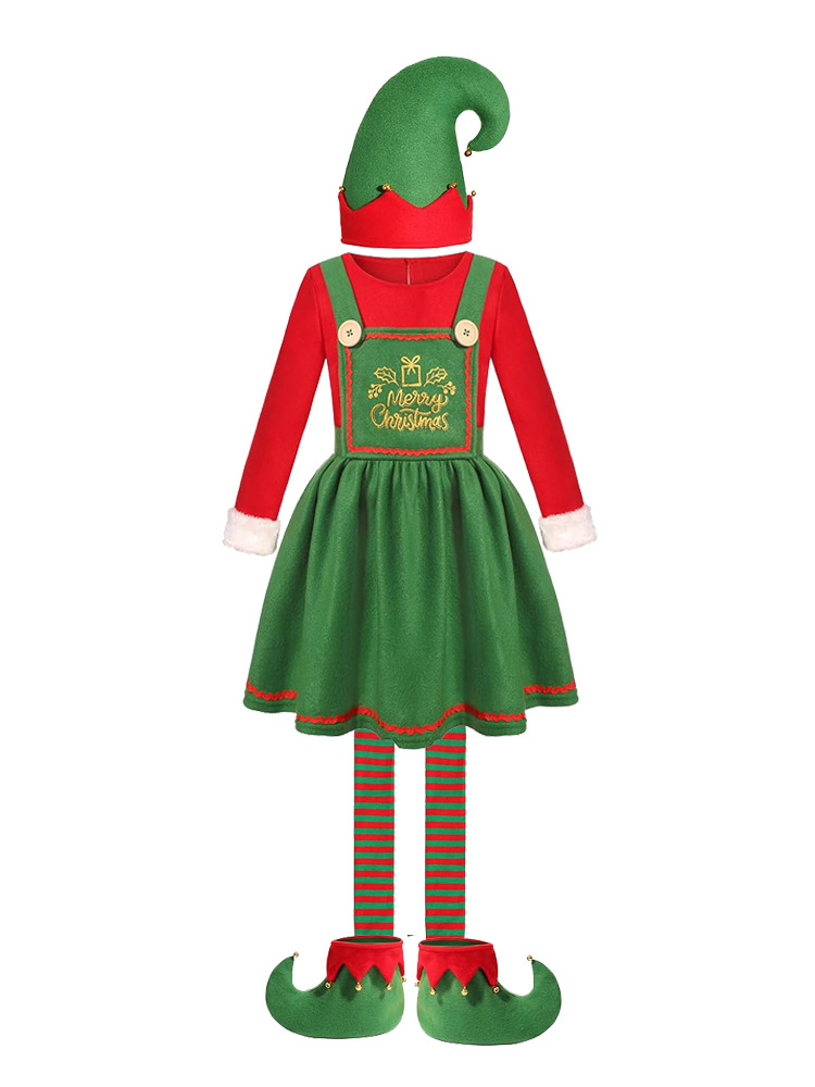 XYYEA Children's Elf Dress Deluxe Adults Christmas Party Costume Shake Fleece