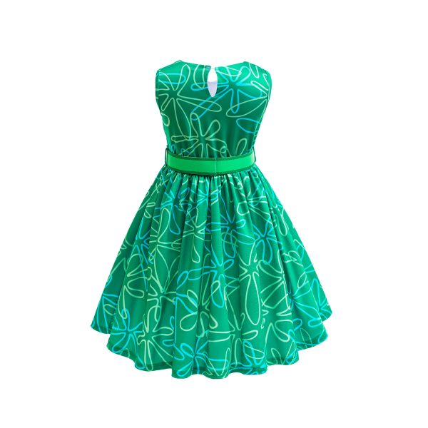 Inside Out 2 Disgust Costume Girls Halloween Cosplay Princess Party Fancy Wig Scarf Belt Outfits