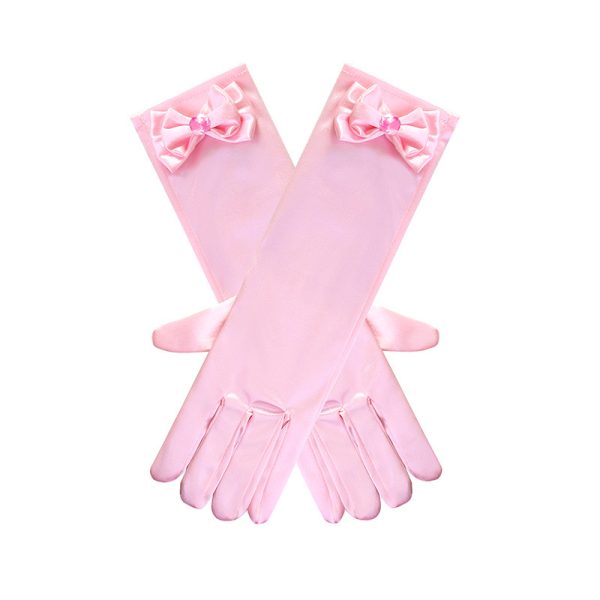 主图-04 Hot Sale Girl Princess Accessories Snow White Princess Satin Gloves for Girl party Costume