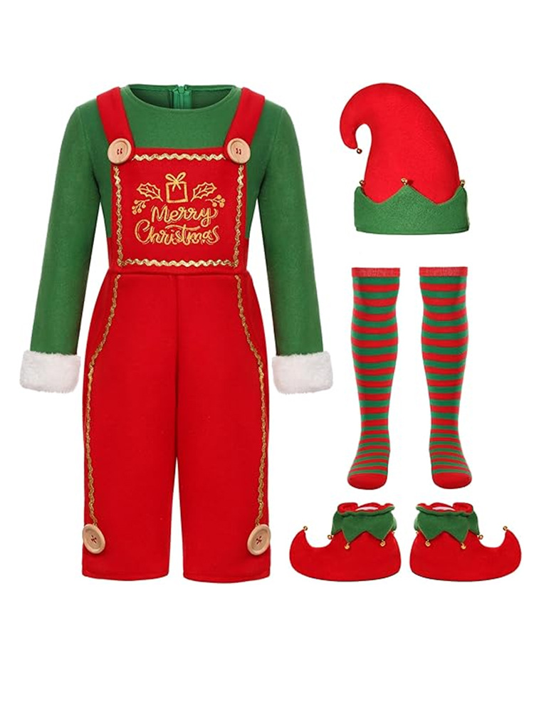 XYYEA Children's Elf Dress Deluxe Adults Christmas Party Costume Shake Fleece