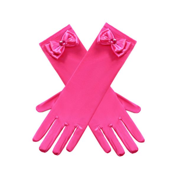 主图-05 Hot Sale Girl Princess Accessories Snow White Princess Satin Gloves for Girl party Costume