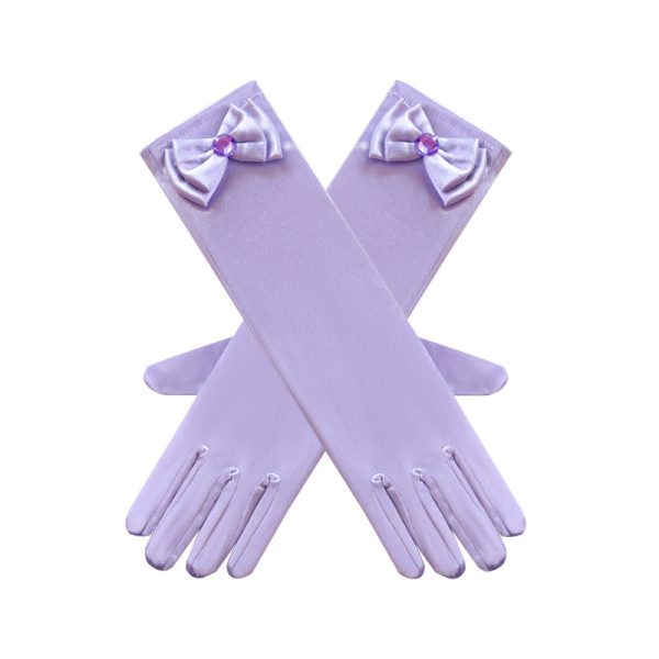 主图-08 Hot Sale Girl Princess Accessories Snow White Princess Satin Gloves for Girl party Costume