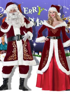 XYYEA Deluxe Velvet Xmas Adult Cosplay Costume Christmas Party Outfit Santa Claus Costume