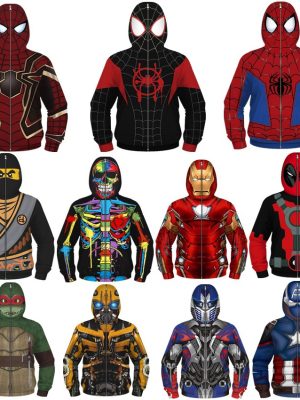 XYYEA Spiderman Zipper Hooded Miles Morales Costume Amazing Spider man Hoodie