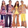 XYYEA Adult Halloween Costumes 70's Halloween Couple Outfit Retro Hippie Disco Costumes