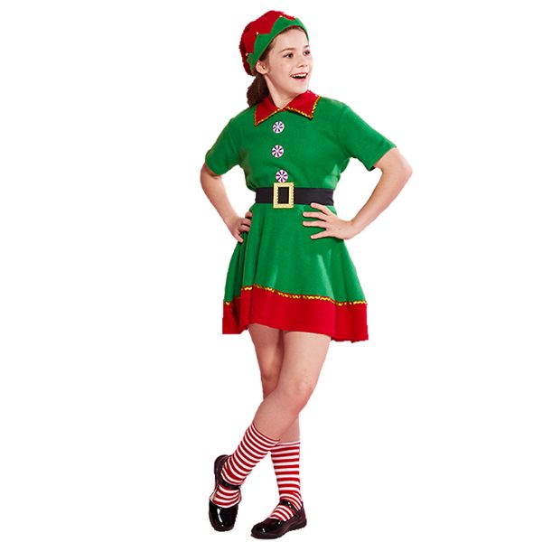 主图02 XYYEA Christmas Elf Costume Festival Santa Clause for Girls Children Fancy Dress Xmas Party