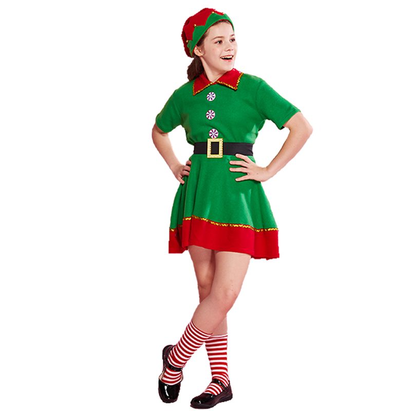 XYYEA Christmas Elf Costume Festival Santa Clause for Girls Children Fancy Dress Xmas Party