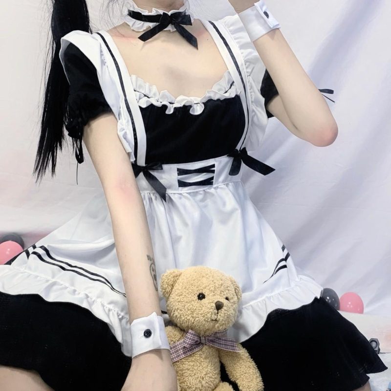 XYYEA Cute Maid Costume Cosplay Hand Game Red Wine Costume Lolita Anime Cosplay