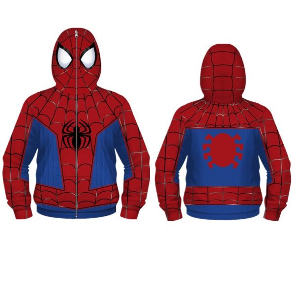 XYYEA Spiderman Zipper Hooded Miles Morales Costume Amazing Spider man Hoodie