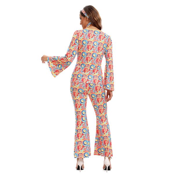 XYYEA Adult Halloween Costumes 70's Halloween Couple Outfit Retro Hippie Disco Costumes