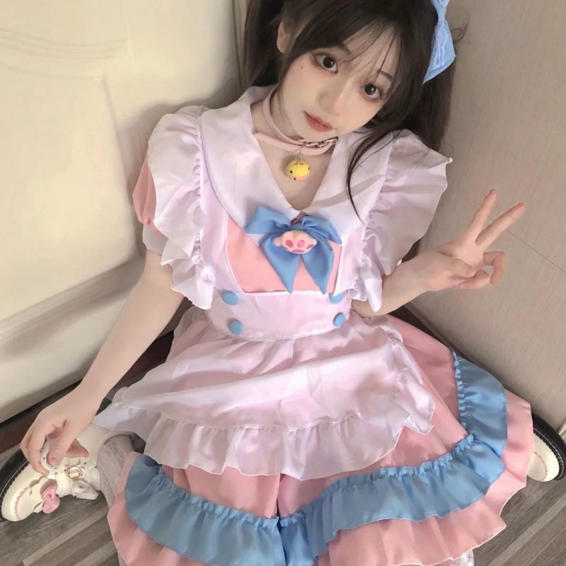 XYYEA Cute Maid Costume Cosplay Hand Game Red Wine Costume Lolita Anime Cosplay