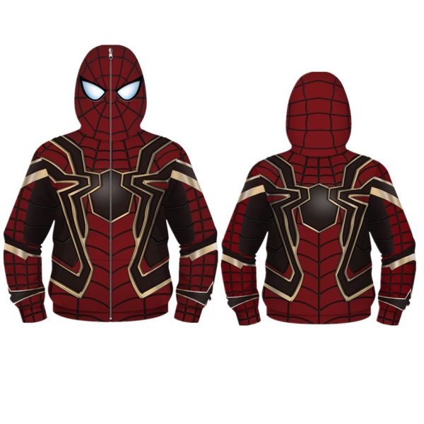 XYYEA Spiderman Zipper Hooded Miles Morales Costume Amazing Spider man Hoodie