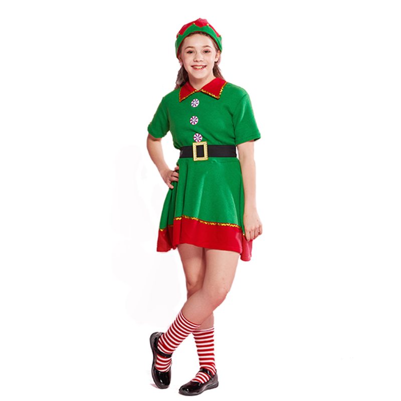 XYYEA Christmas Elf Costume Festival Santa Clause for Girls Children Fancy Dress Xmas Party