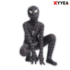 XYYEA TV Movie Costumes Black Spider man Adult and Children Jumpsuit Costumes