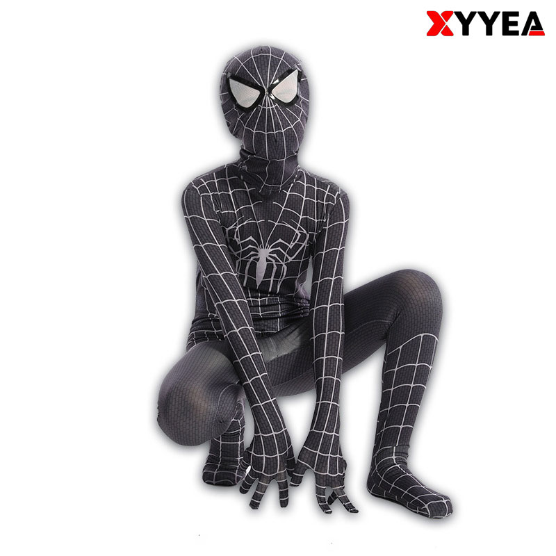 XYYEA TV Movie Costumes Black Spider man Adult and Children Jumpsuit Costumes
