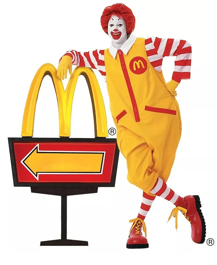 XYYEA Halloween Suit Vintage Ronald McDonald Costume Masquerade Clown Cosplay Costumes