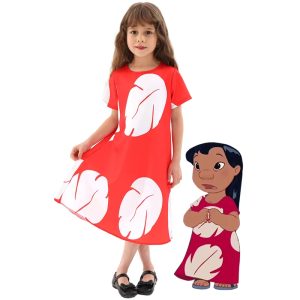 XYYEA Lilo Cosplay Costume Pelekai Girls Cute Red T-shirt Dress for Festival Performance