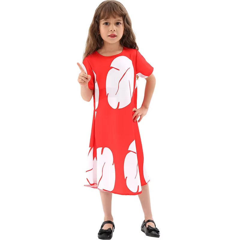 XYYEA Lilo Cosplay Costume Pelekai Girls Cute Red T-shirt Dress for Festival Performance